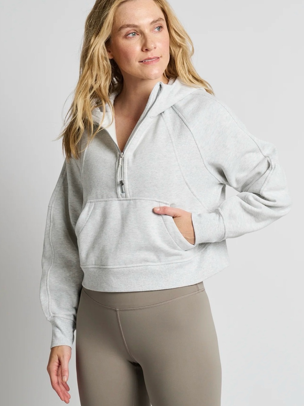 Lululemon Soulcycle Scuba Oversized Half Zip - size M/L Heathered Light Grey